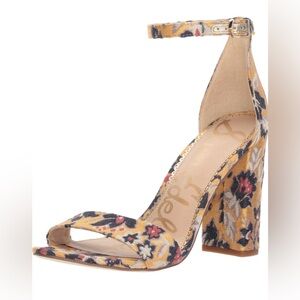 SAM EDELMAN Women's Yaro Gatsby Floral Jacquard Block Heel Sandals